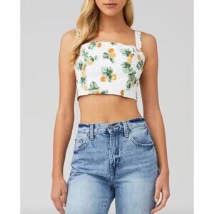 WeWoreWhat Straight Neck Corset Crop Top Orange Fruit Print  Womens Size Small